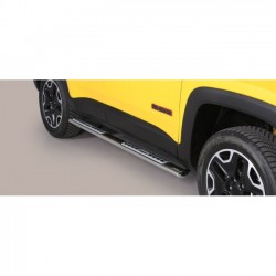 Coppia set pedane protezione sottoporta laterali TUNING SUV JEEP RENEGADE 2014 2015 2016 2017 2018 e 2018- anche Trailhawk acciaio INOX modello Design ovale anche nero opaco