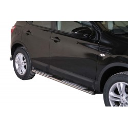 Coppia set pedane protezione sottoporta laterali TUNING SUV Nissan Qashqai 2010-2013 mod Design ovale acciaio inox anche nero opaco