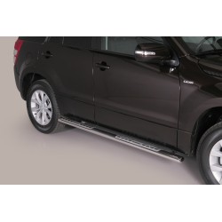 Coppia set pedane protezione sottoporta laterali TUNING SUV Suzuki Grand Vitara 2009-2012 5pt mod Design ovale acciaio inox anche nero opaco