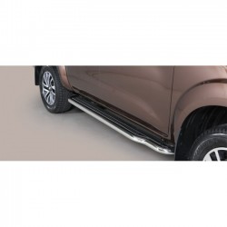 Coppia set pedane protezione sottoporta laterali TUNING SUV Nissan NP300 Navara 2016- DoubleCab doppia cabina extra lunga acciaio inox anche nero opaco