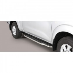Coppia set pedane protezione sottoporta laterali TUNING SUV Nissan NP300 Navara 2016- KingCab lunga acciaio inox anche nero opaco