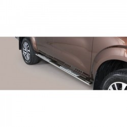 Coppia set pedane protezione sottoporta laterali TUNING SUV Nissan NP300 Navara 2016- DoubleCab doppia cabina mod Design ovale acciaio inox anche nero opaco