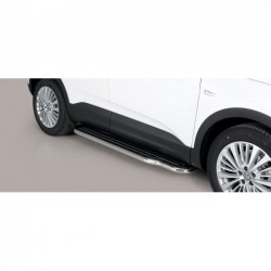 Coppia set pedane protezione sottoporta laterali TUNING SUV Opel Grandland X 2018- lunga acciaio inox anche nero opaco