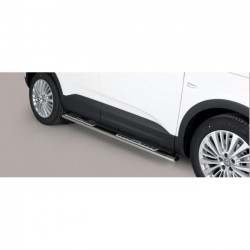 Coppia set pedane protezione sottoporta laterali TUNING SUV Opel Grandland X 2018- mod Design ovale acciaio inox anche nero opaco