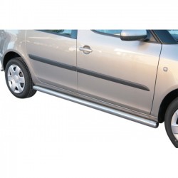 Coppia set protezioni sottoporta laterali TUNING SUV Skoda Roomster 2007-2015 con tappi inox diam 63mm acciaio inox anche nero opaco